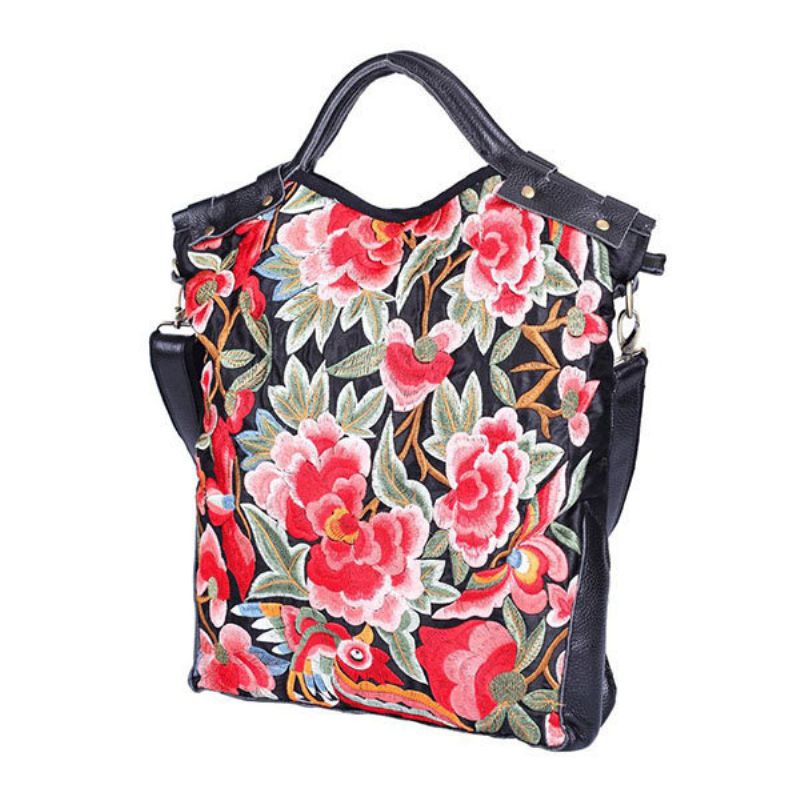 National Style Flower Pattern Handbag Skulderveske Crossbody Bag