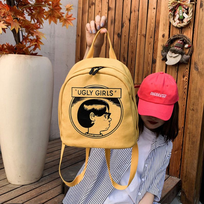 New Ins Canvas Skulderveske Vintage Sense Girl Bag College Wind Campus Student Liten Ryggsekk