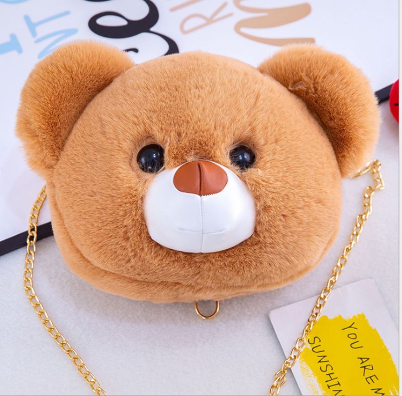 Ny Plysj Leketøy Bear Head Temale Bag Søt Mote Populær Messenger Bag Wild Shoulder Bag Doll Series