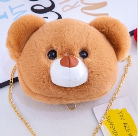 Ny Plysj Leketøy Bear Head Temale Bag Søt Mote Populær Messenger Bag Wild Shoulder Bag Doll Series