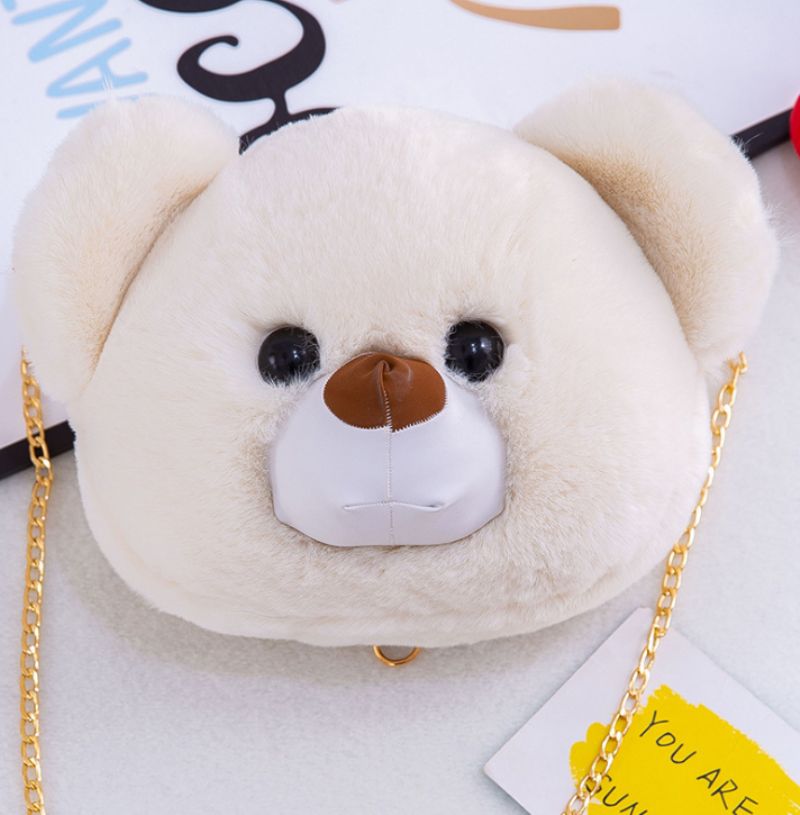 Ny Plysj Leketøy Bear Head Temale Bag Søt Mote Populær Messenger Bag Wild Shoulder Bag Doll Series