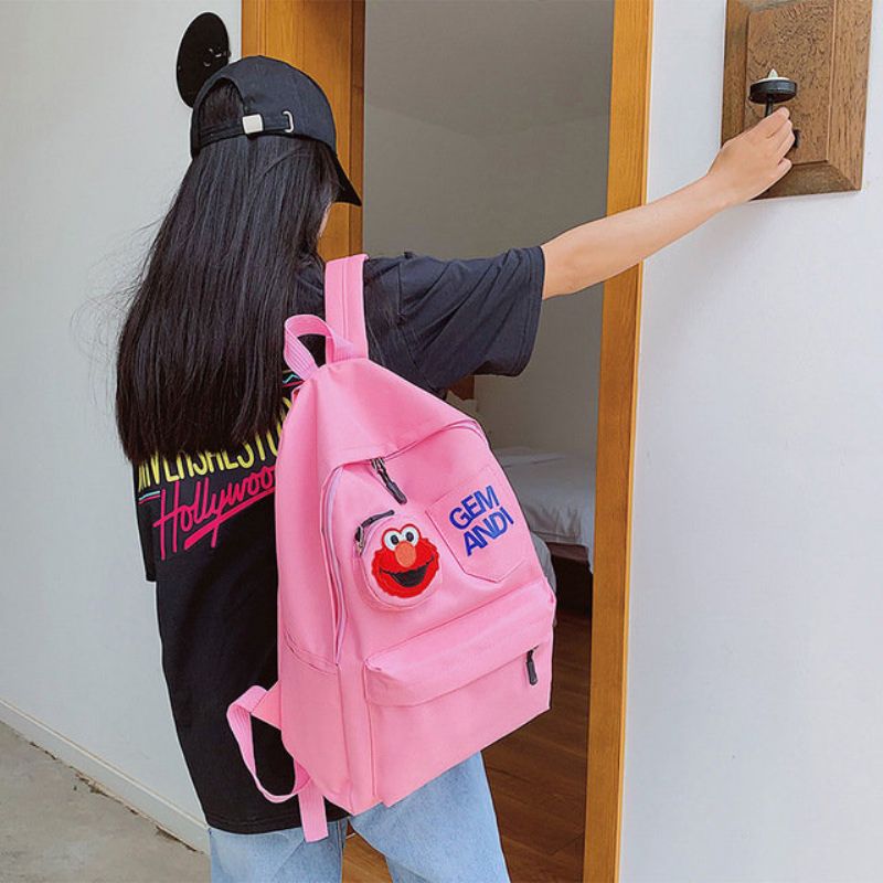 Ny Vintage Sense Sesame Street Ryggsekk Cartoon Skulderveske Ins Girl Heart Student Bag