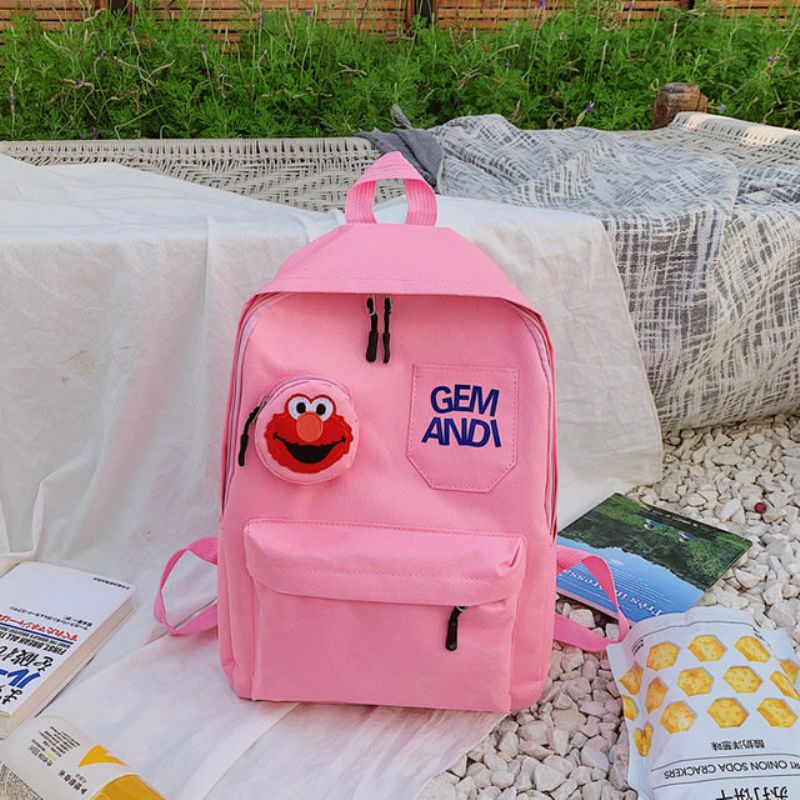 Ny Vintage Sense Sesame Street Ryggsekk Cartoon Skulderveske Ins Girl Heart Student Bag