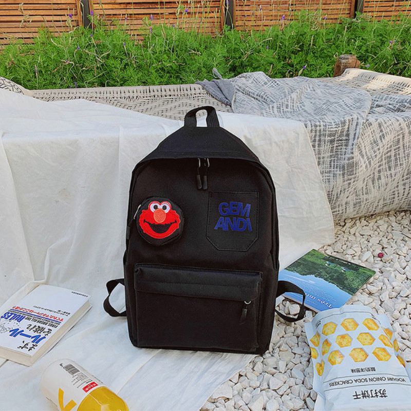 Ny Vintage Sense Sesame Street Ryggsekk Cartoon Skulderveske Ins Girl Heart Student Bag