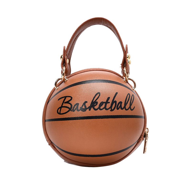 Nytt Design Basketball Shape Håndveske Mote Kvinner Kjeder Brev Skulderveske Kvinnelige Mini Crossbody-vesker Sirkulær Veske