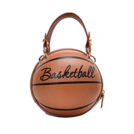 Nytt Design Basketball Shape Håndveske Mote Kvinner Kjeder Brev Skulderveske Kvinnelige Mini Crossbody-vesker Sirkulær Veske