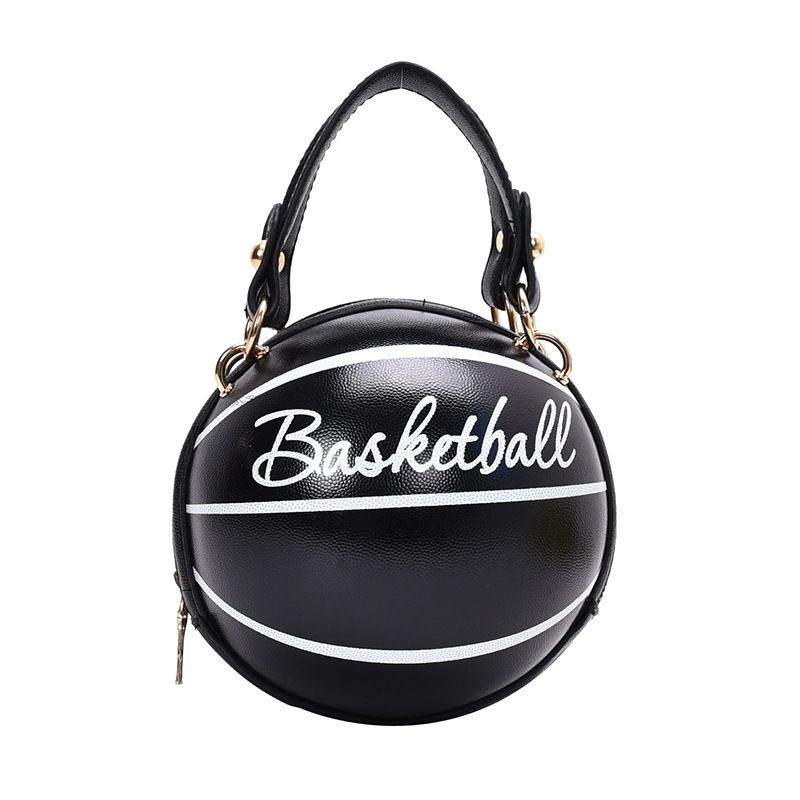 Nytt Design Basketball Shape Håndveske Mote Kvinner Kjeder Brev Skulderveske Kvinnelige Mini Crossbody-vesker Sirkulær Veske