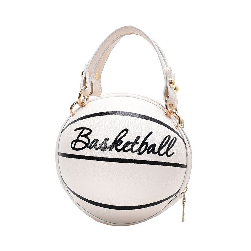 Nytt Design Basketball Shape Håndveske Mote Kvinner Kjeder Brev Skulderveske Kvinnelige Mini Crossbody-vesker Sirkulær Veske