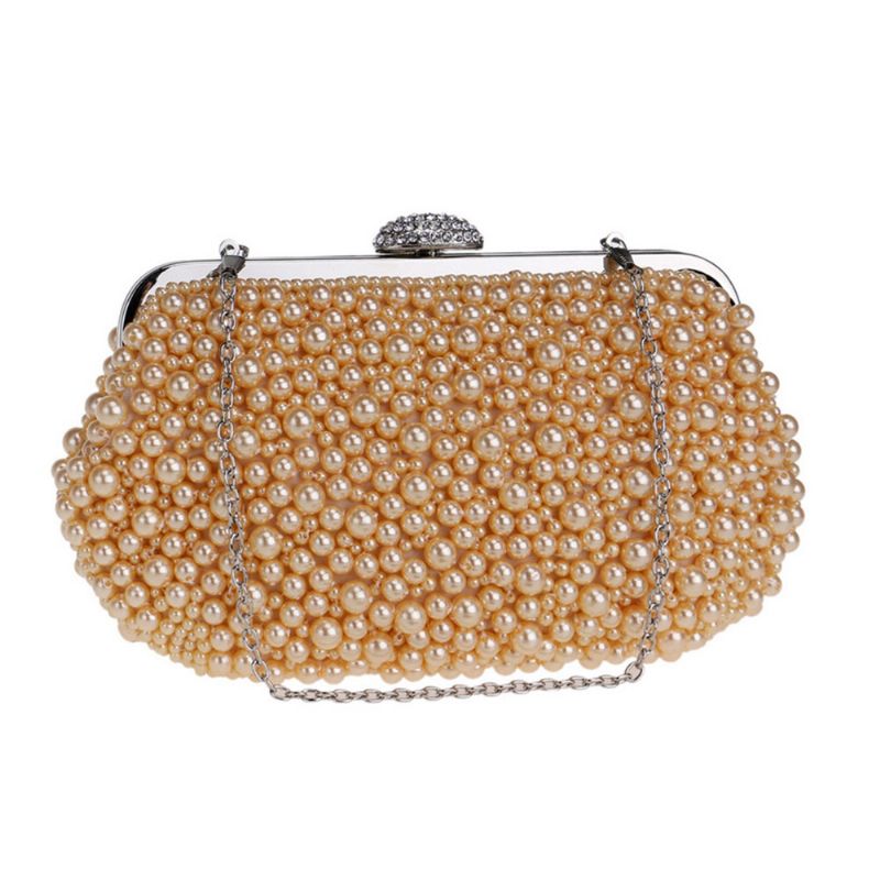 Pearl Dinner Bag Dame Luxury Party Bag Høykvalitets Polyester Evening Bankett Bag