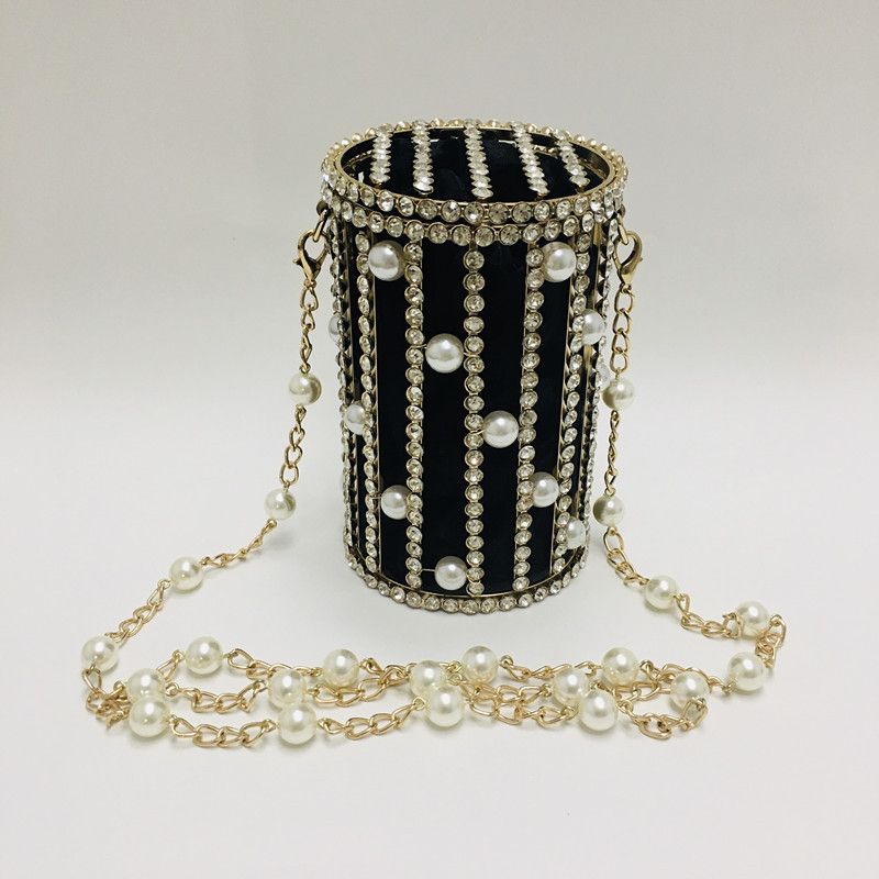 Pearl Rhinestone Hollow Pen Holder Bag Skulder Crossbody Bag