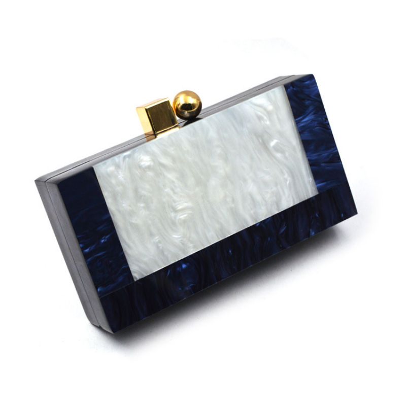 Pearlescent White Shell Akrylsøm Messenger Middagsveske Kjede En Skulder Clutch Håndveske