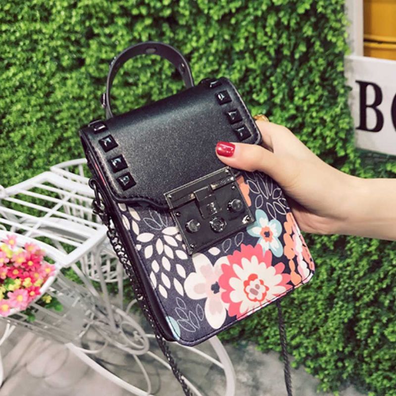 Personality Rivet Mobiltelefon Skulderveske All Match Mini Slanting Bag For Dating Shopping Daily Fahsion Bag