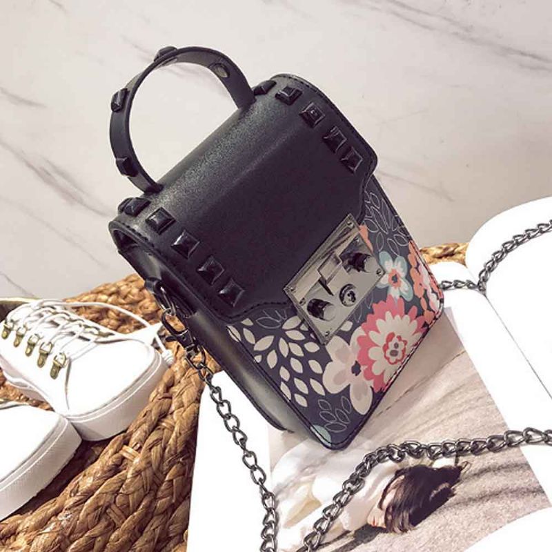 Personality Rivet Mobiltelefon Skulderveske All Match Mini Slanting Bag For Dating Shopping Daily Fahsion Bag