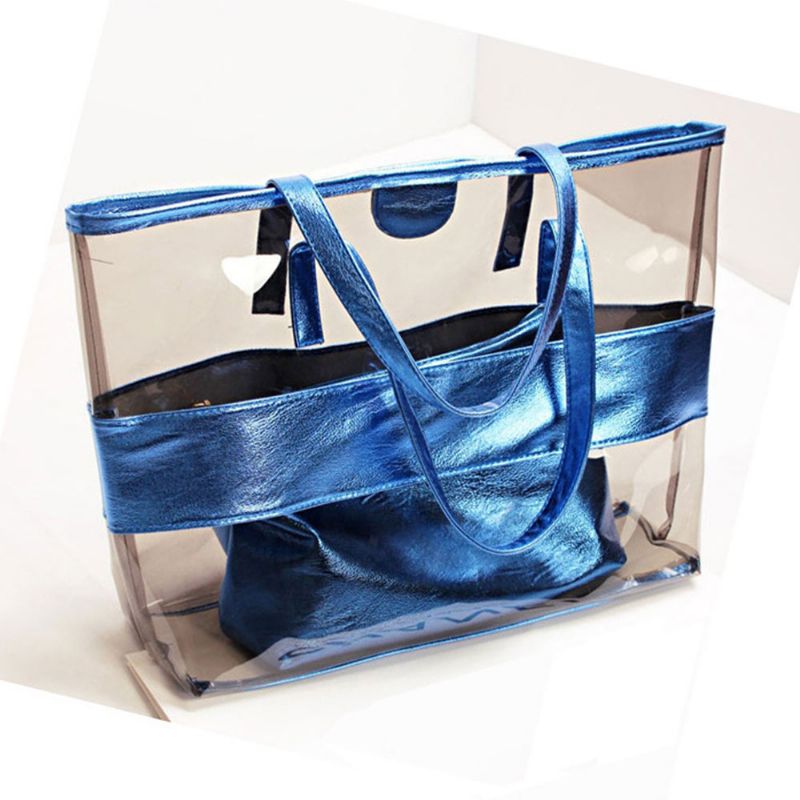 Pvc Vanntett Gjennomsiktig Veske For Kvinner Sommerbruk Crystal Tote Bag Neon Color Jelly Single Shoulder Handbag