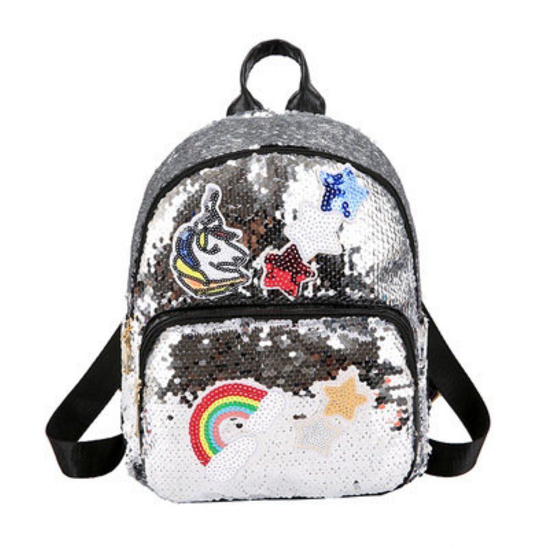 Sequined Unicorn Ryggsekk Ny Jente Mote Tegneserie Søt Bag Reiseryggsekk