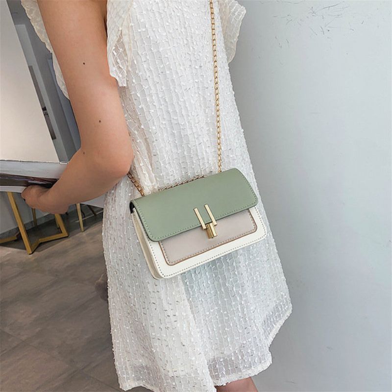 Sesong Small Bag Fashion Ins New Women's Bag Unilateral Contrast Color Diagonal Chain Square Bag