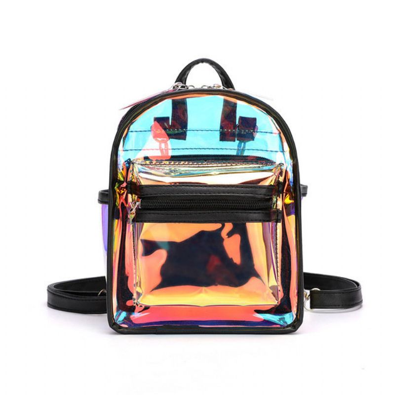 Sesongbestemt Laser Bag Kvinne New Fashion Jelly Transparent Ryggsekk Utendørs Reise Jente Liten