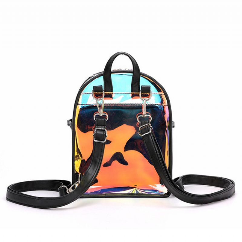 Sesongbestemt Laser Bag Kvinne New Fashion Jelly Transparent Ryggsekk Utendørs Reise Jente Liten