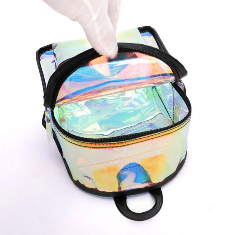 Sesongbestemt Laser Bag Kvinne New Fashion Jelly Transparent Ryggsekk Utendørs Reise Jente Liten