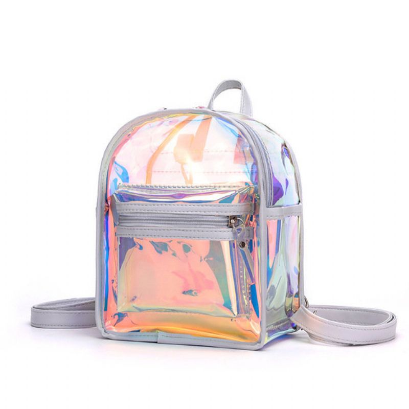 Sesongbestemt Laser Bag Kvinne New Fashion Jelly Transparent Ryggsekk Utendørs Reise Jente Liten