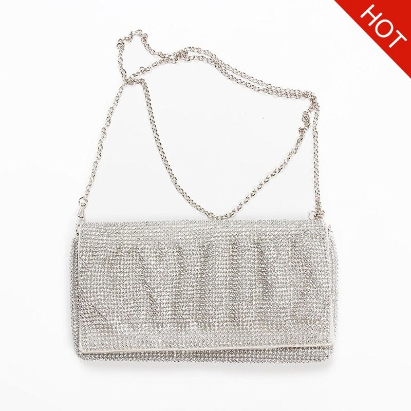 Shining Dame Evening Bag Clutch Veske Med Rhinestones For Bryllup Eller Fest