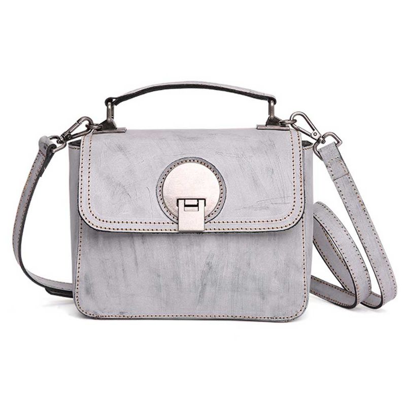 Slim Square Handbag Retro Fog Wax Leather