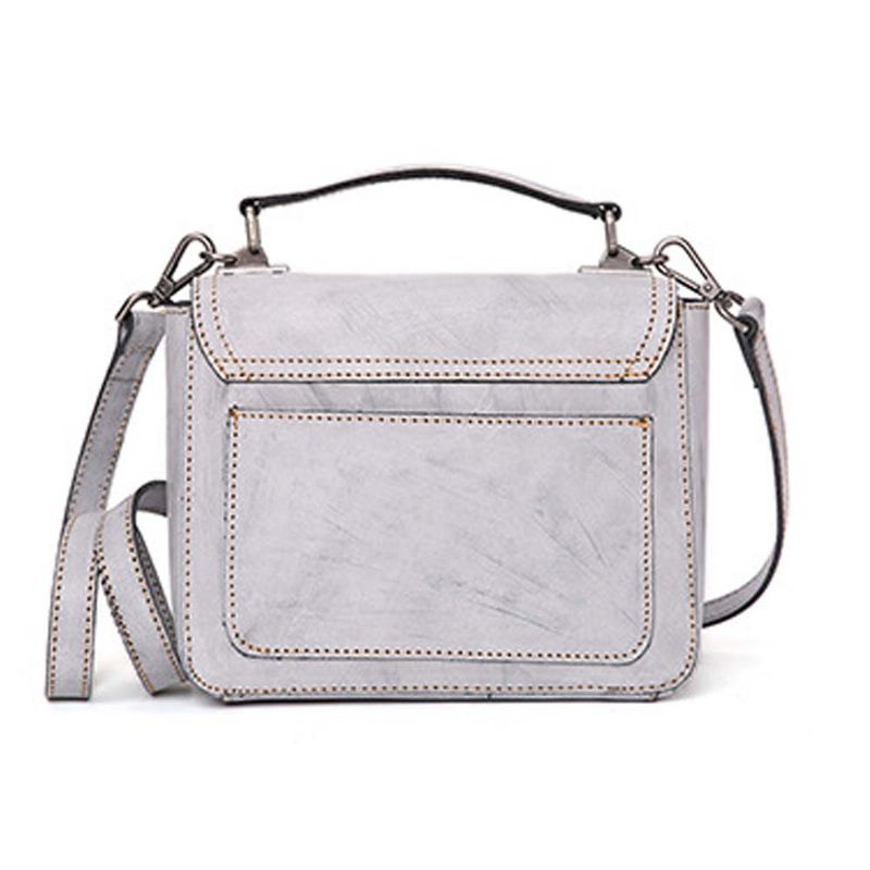 Slim Square Handbag Retro Fog Wax Leather