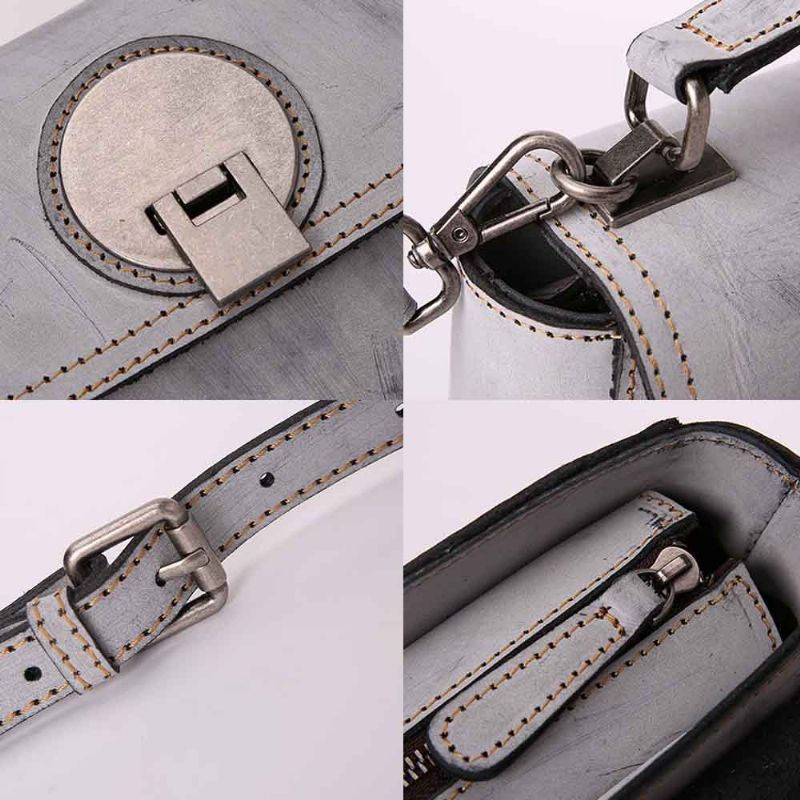 Slim Square Handbag Retro Fog Wax Leather