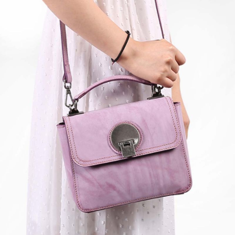 Slim Square Handbag Retro Fog Wax Leather