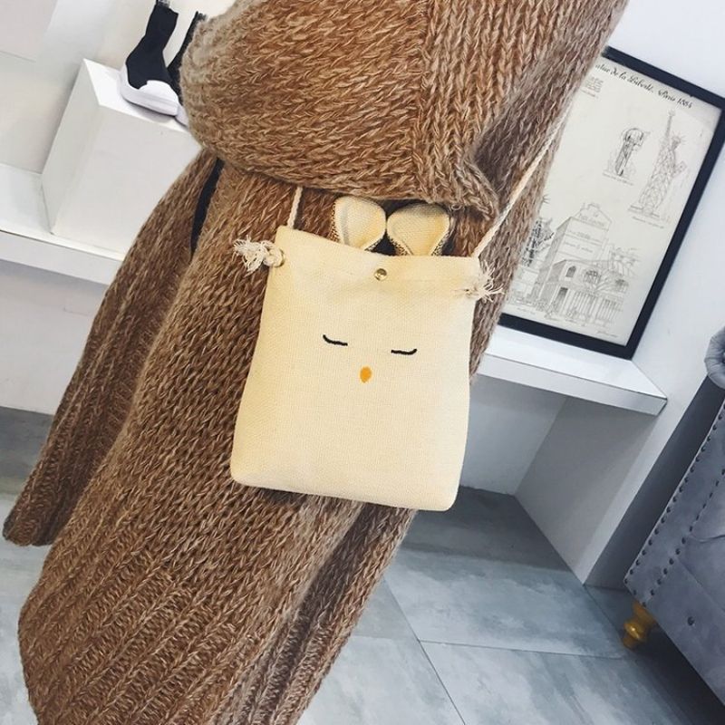 Søt Canvas Bunny Skulderveske Crossbody Telefonveske For Kvinner