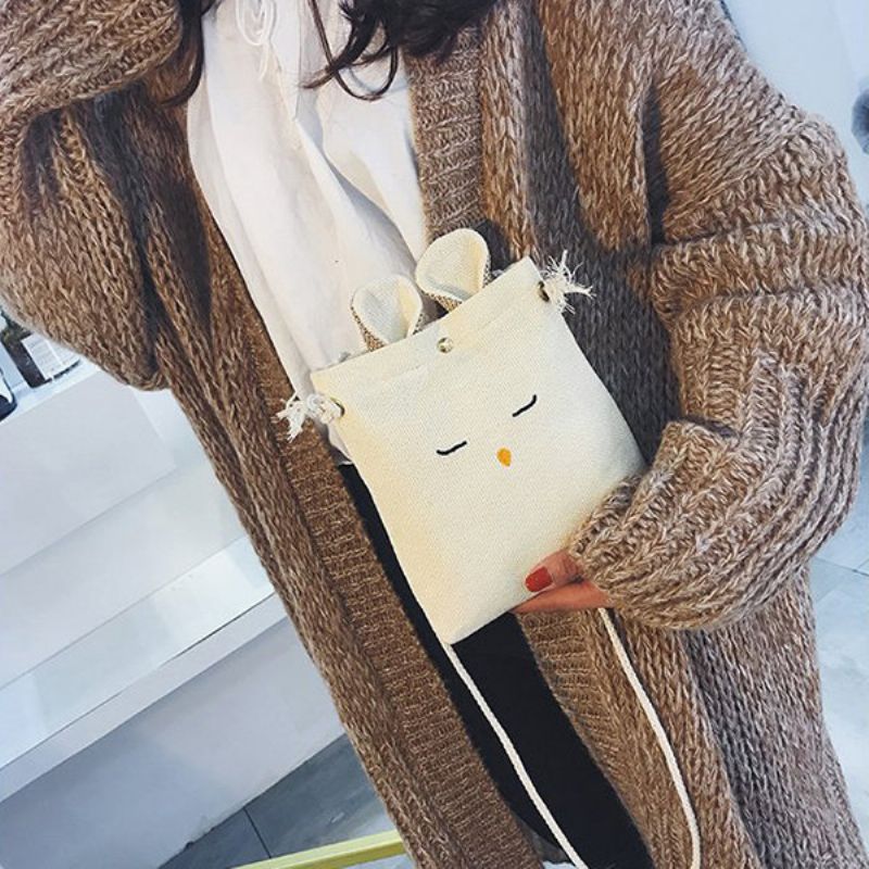 Søt Canvas Bunny Skulderveske Crossbody Telefonveske For Kvinner