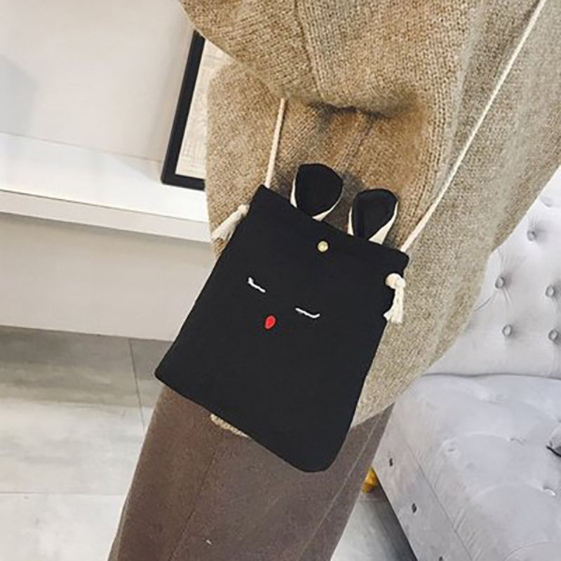 Søt Canvas Bunny Skulderveske Crossbody Telefonveske For Kvinner