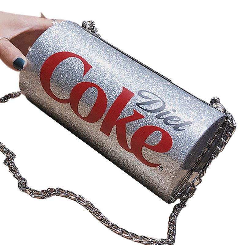 Søt Creative Coca-cola Sprite Can Lady Skulderveske Tøff Pu Letters Dekorasjon Liten Cross-body Bag For Kvinner