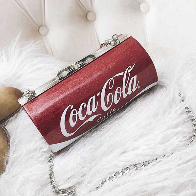 Søt Creative Coca-cola Sprite Can Lady Skulderveske Tøff Pu Letters Dekorasjon Liten Cross-body Bag For Kvinner