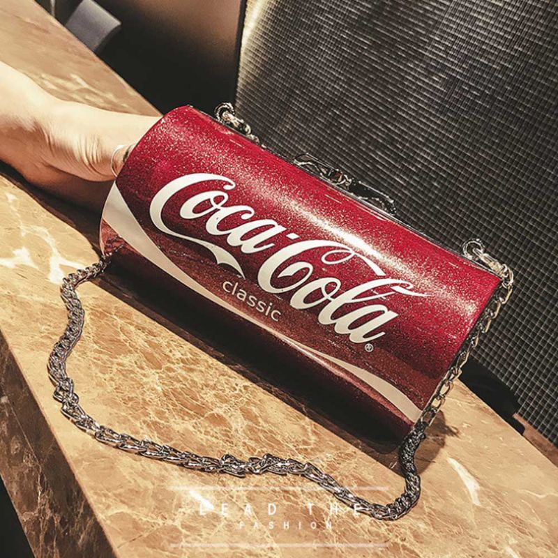 Søt Creative Coca-cola Sprite Can Lady Skulderveske Tøff Pu Letters Dekorasjon Liten Cross-body Bag For Kvinner