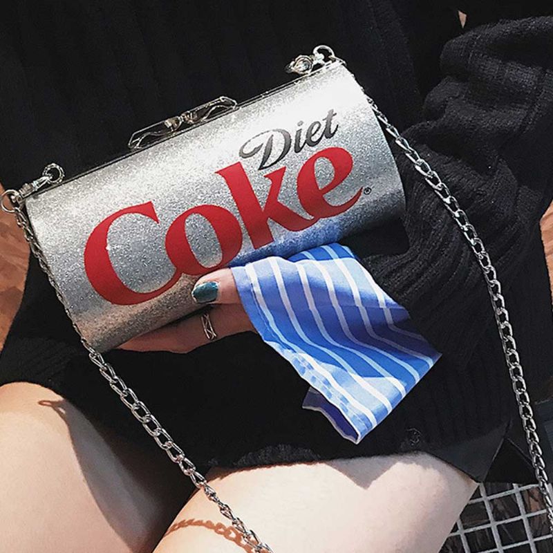 Søt Creative Coca-cola Sprite Can Lady Skulderveske Tøff Pu Letters Dekorasjon Liten Cross-body Bag For Kvinner