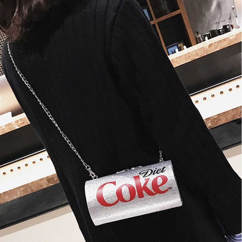 Søt Creative Coca-cola Sprite Can Lady Skulderveske Tøff Pu Letters Dekorasjon Liten Cross-body Bag For Kvinner