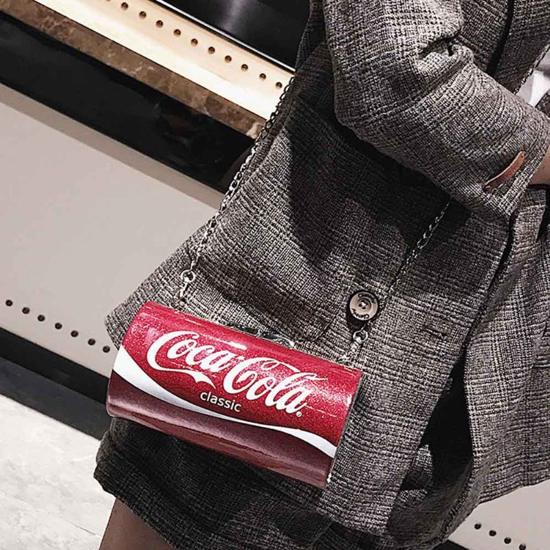 Søt Creative Coca-cola Sprite Can Lady Skulderveske Tøff Pu Letters Dekorasjon Liten Cross-body Bag For Kvinner