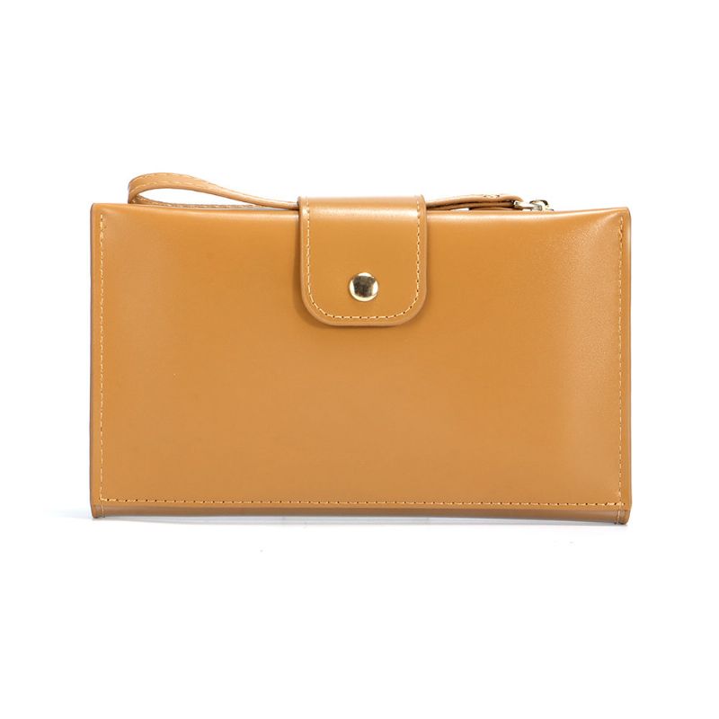 Stilig Pure Color Pu-skinn Lang Lommebok Clutch Passoppbevaringsveske 5.5 Tommers Telefonvesker