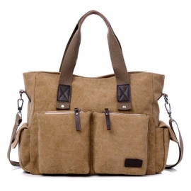 Stor Kapasitet Herre Dame Canvas Multifunksjonell Crossbody Bag Outdoor Handbag