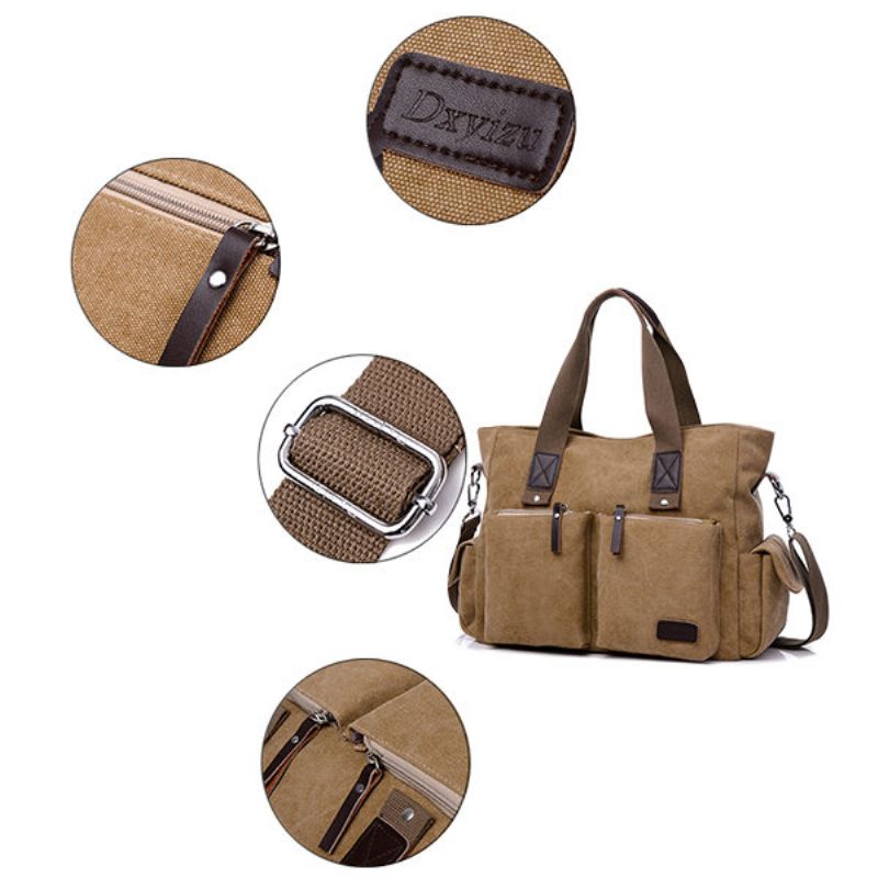 Stor Kapasitet Herre Dame Canvas Multifunksjonell Crossbody Bag Outdoor Handbag