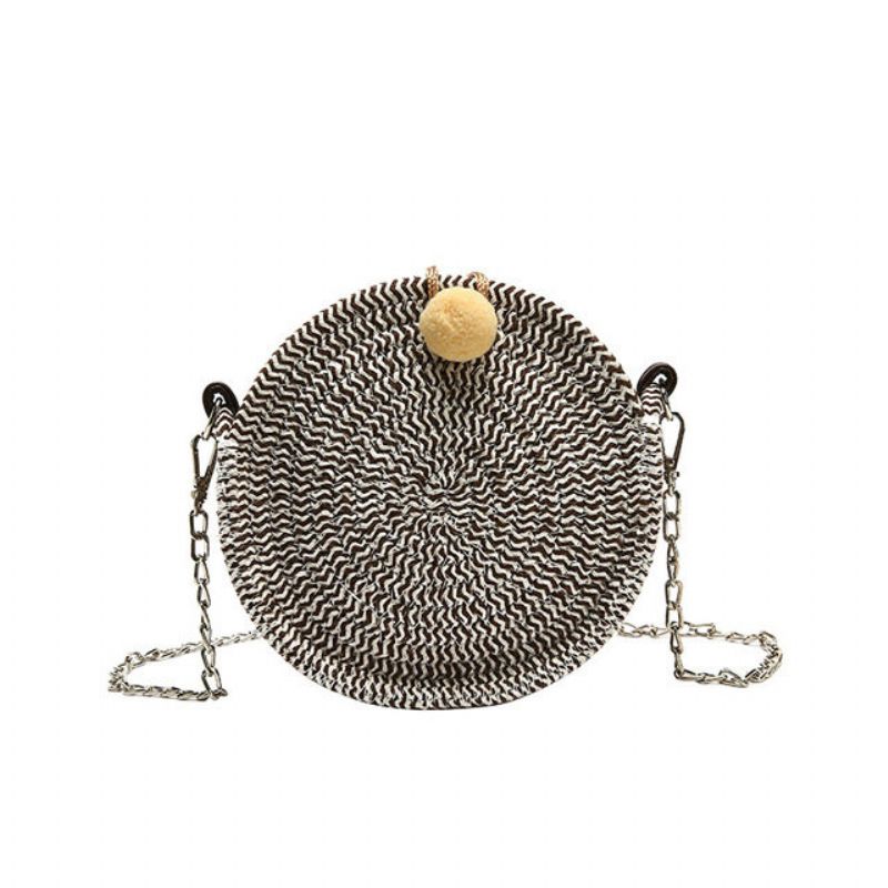 Straw Bag New Tide Weaving Dame Bag Season Small Bag Chain Messenger Bag Skulder Rund Liten Bag