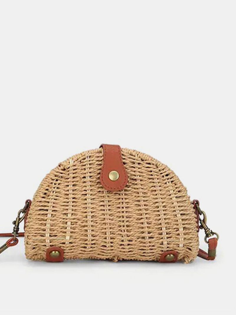 Straw Hollow Out Beach Skulderveske Shell Bag For Dame