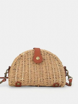 Straw Hollow Out Beach Skulderveske Shell Bag For Dame