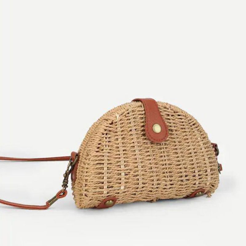 Straw Hollow Out Beach Skulderveske Shell Bag For Dame