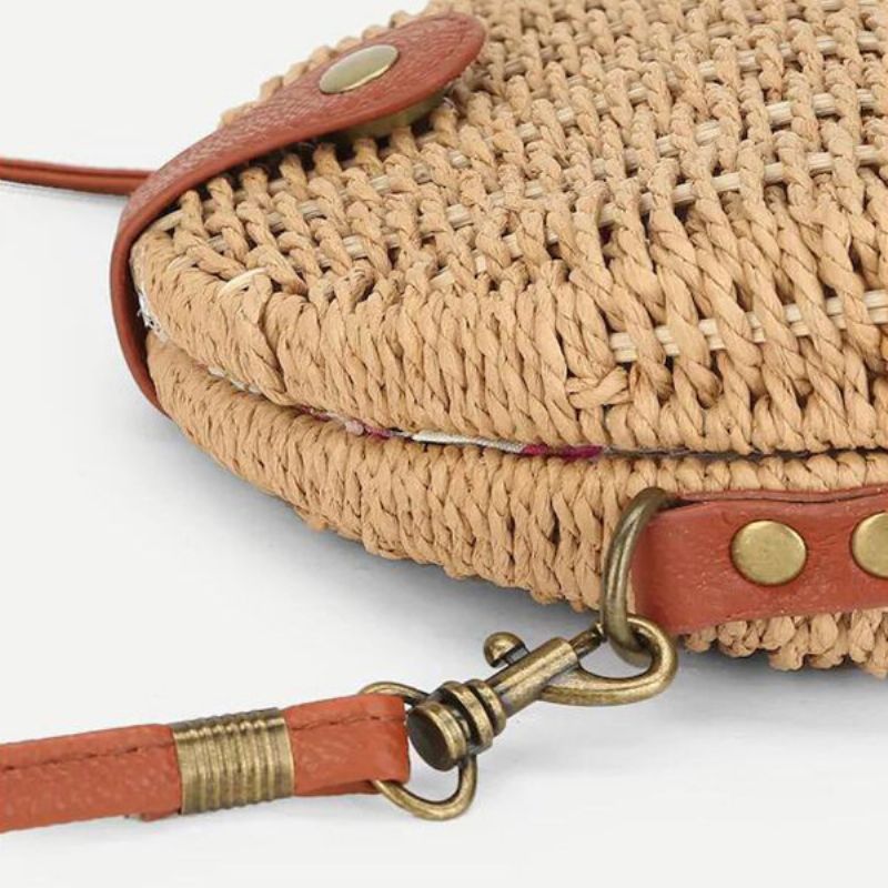 Straw Hollow Out Beach Skulderveske Shell Bag For Dame