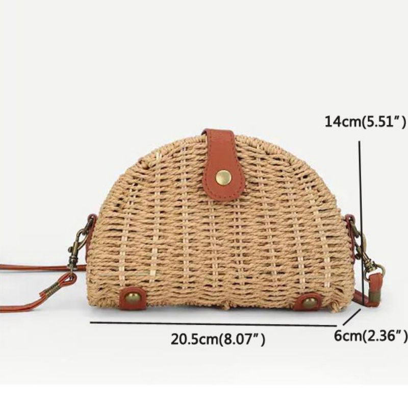 Straw Hollow Out Beach Skulderveske Shell Bag For Dame