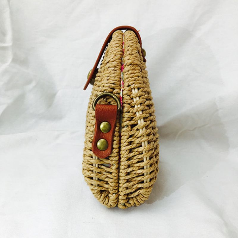 Straw Hollow Out Beach Skulderveske Shell Bag For Dame