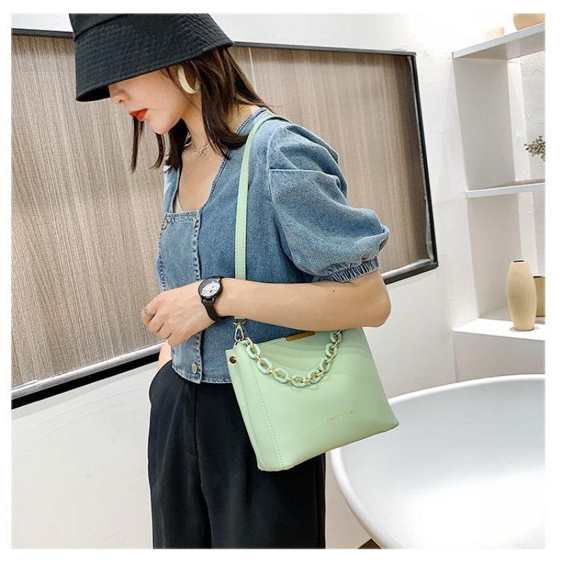 Trendy Liten Fresh Bucket Bag Dame Messenger Bag Mote Enkel Skulderveske