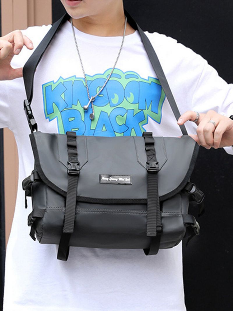 Trendy Nylon Multifunksjon Minimalistisk Spenne Dekor Justerbar Skulderstropp Messenger Bag Med Flere Lommer